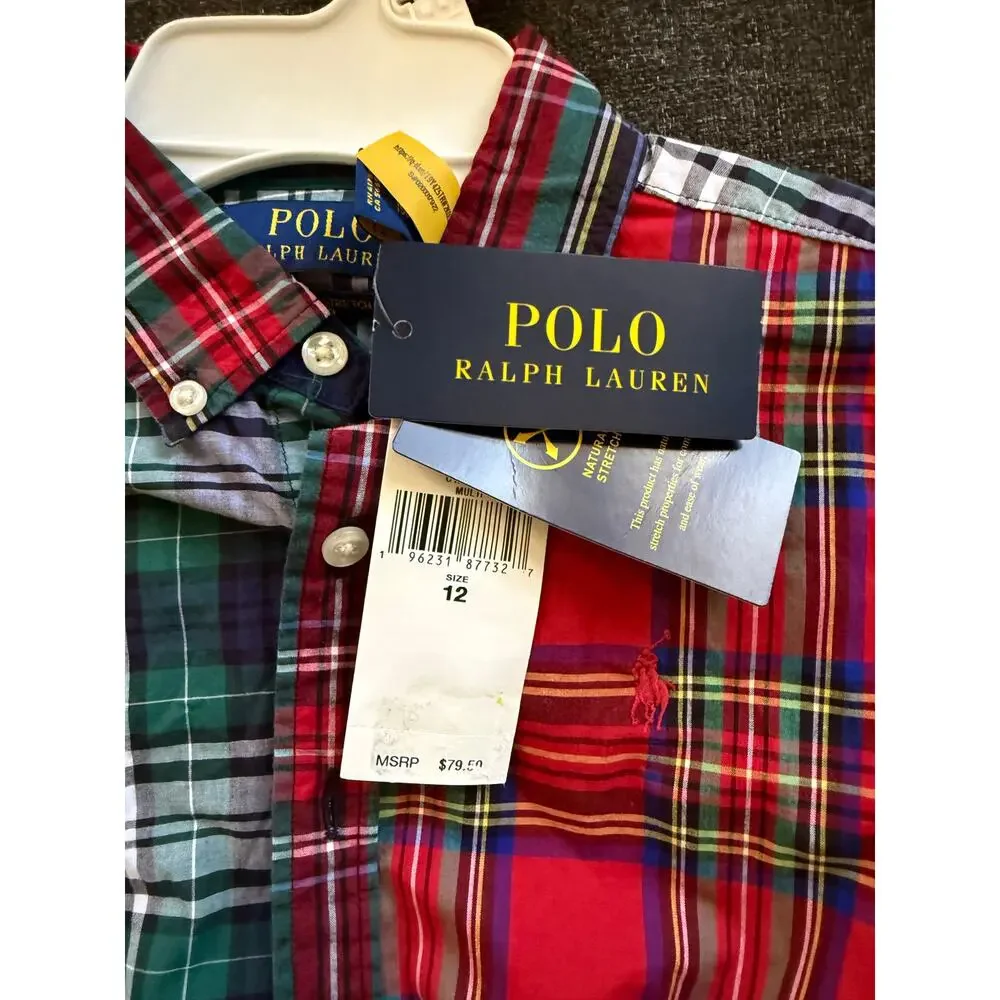 NEW POLO RALPH LAUREN Plaid Cotton Fun Shirtdress in assorted colors